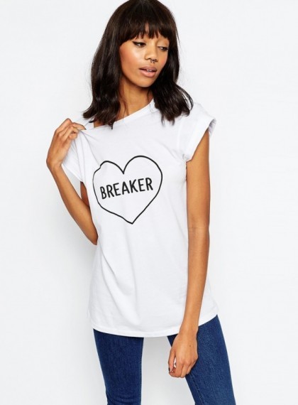 Белая футболка с надписью ASOS Heart Breaker - фото - 2