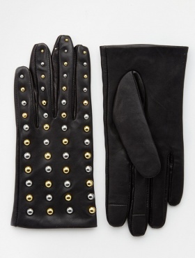 Кожаные перчатки для сенсорных гаджетов с заклепками ASOS - фото - 2
