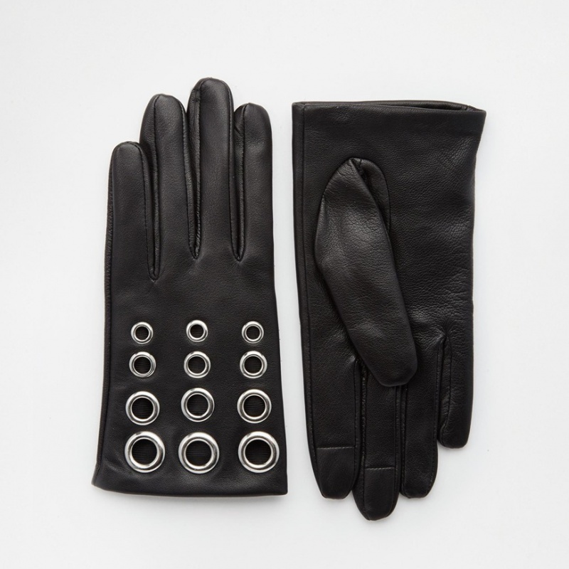 Кожаные перчатки для сенсорных гаджетов с люверсами ASOS - фото - 2