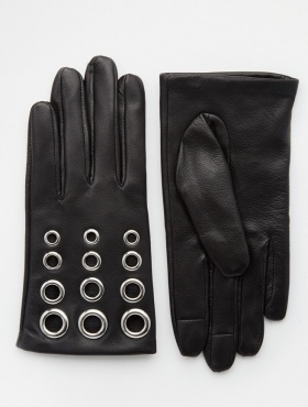 Кожаные перчатки для сенсорных гаджетов с люверсами ASOS - фото - 2